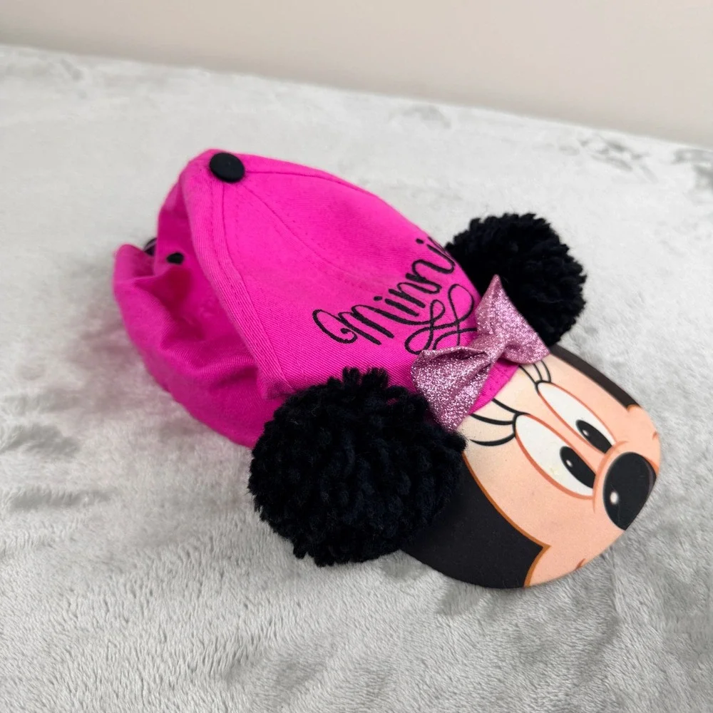 Disney‎ Minnie Mouse Toddler Girls Pink Snapback Hat with Ears and Glitter Bow